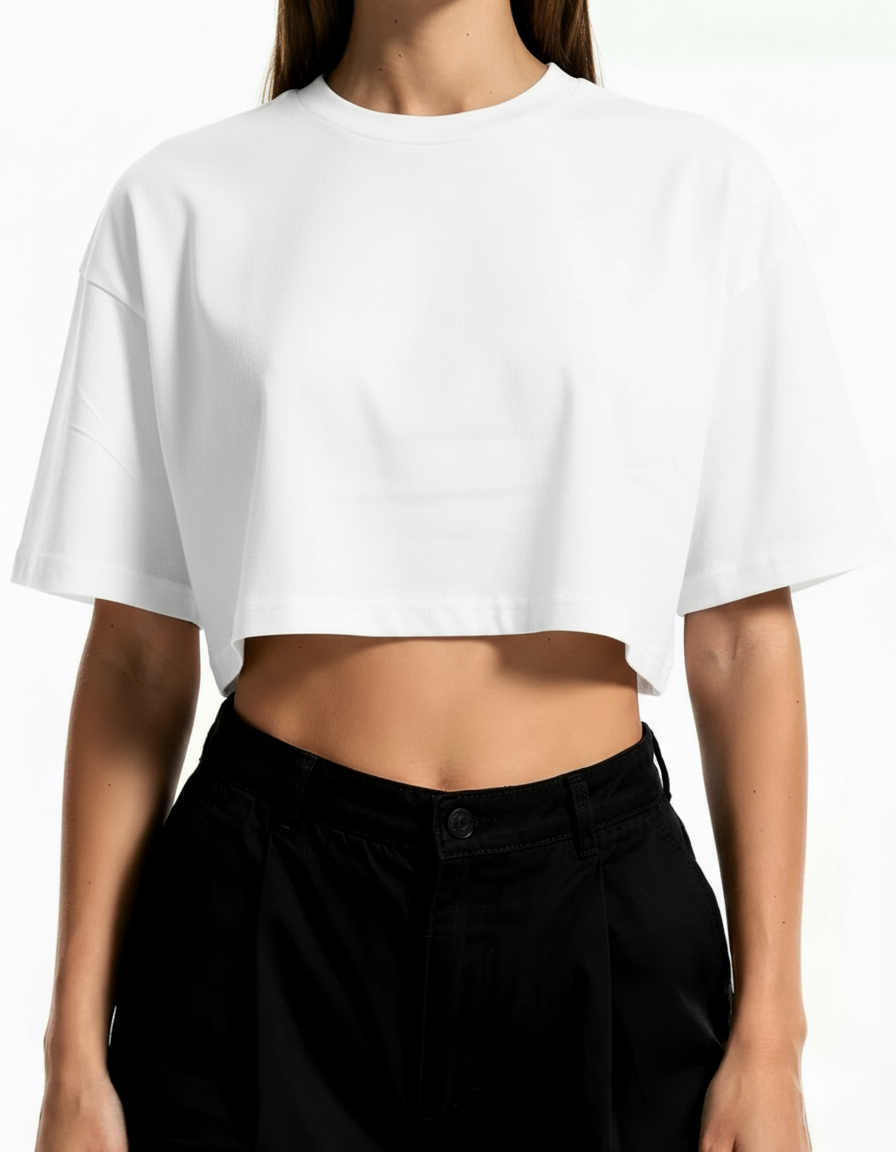 CROP TOP BLANCO OVERSIZE MUJER