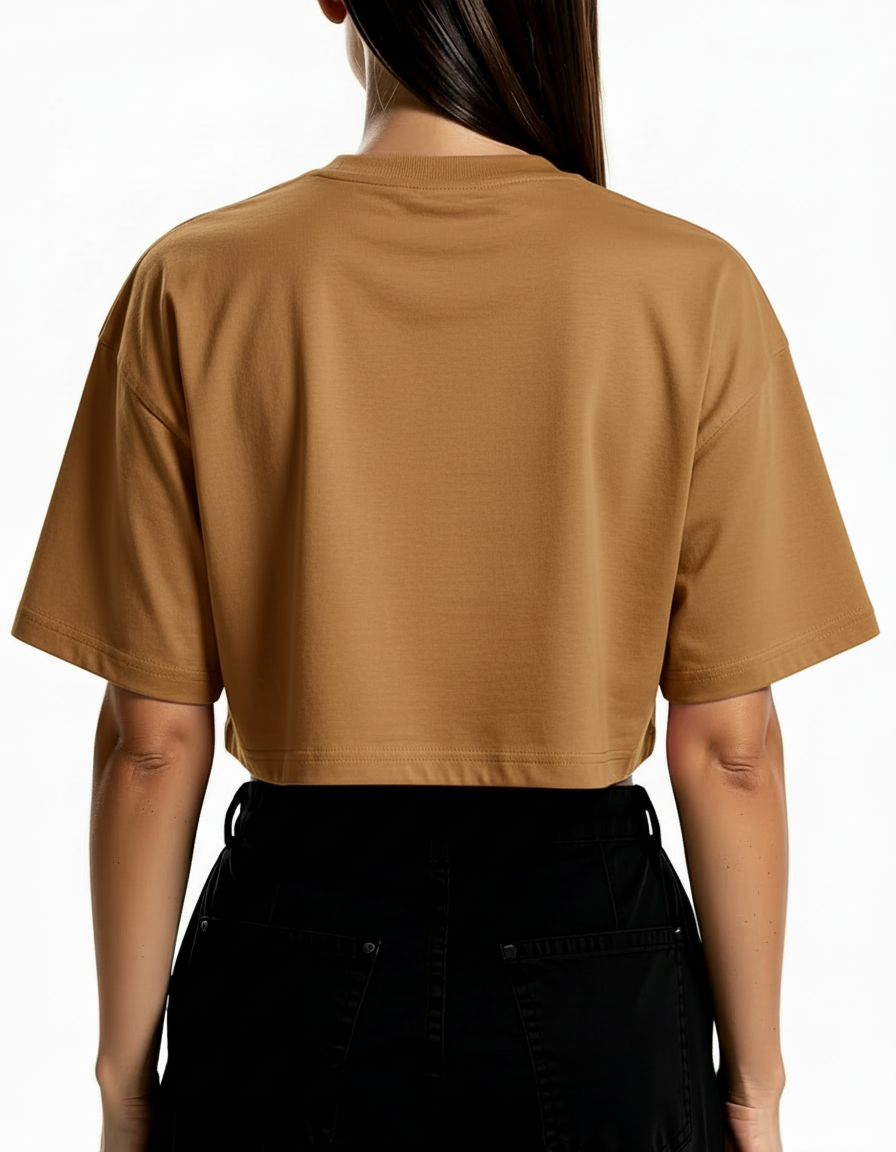 CROP TOP CAFÉ OVERSIZE MUJER