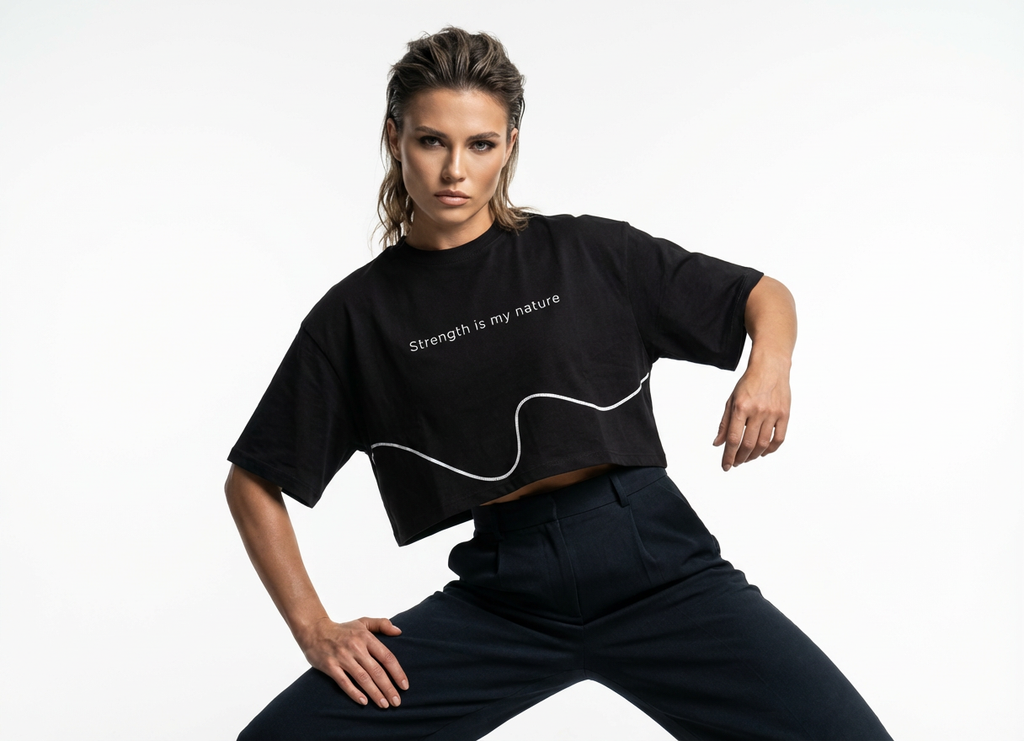 CROPTOP OVERSIZE Estampado "Strength is my nature"