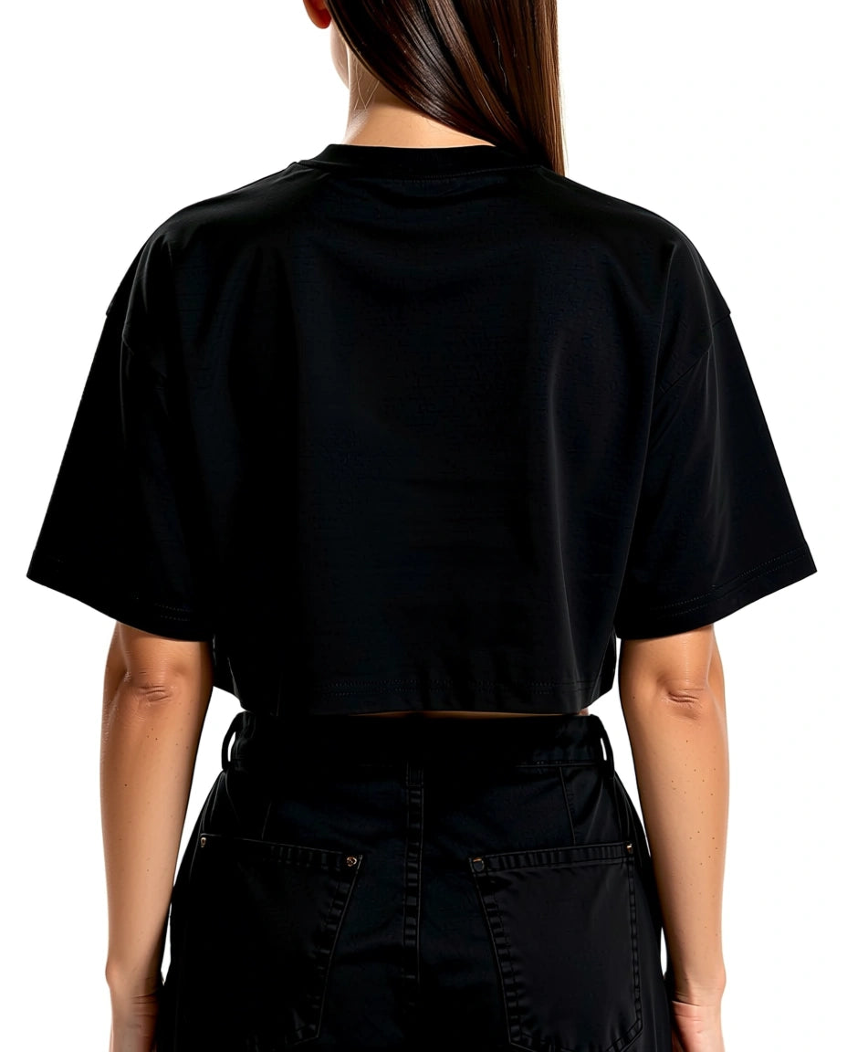 CROP TOP NEGRO OVERSIZE MUJER